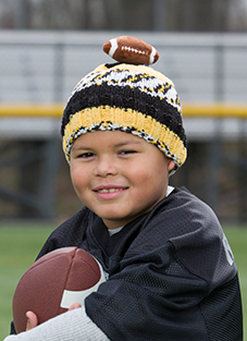DMC Top This Yarn Team Colors Black, Gold Hat with Football